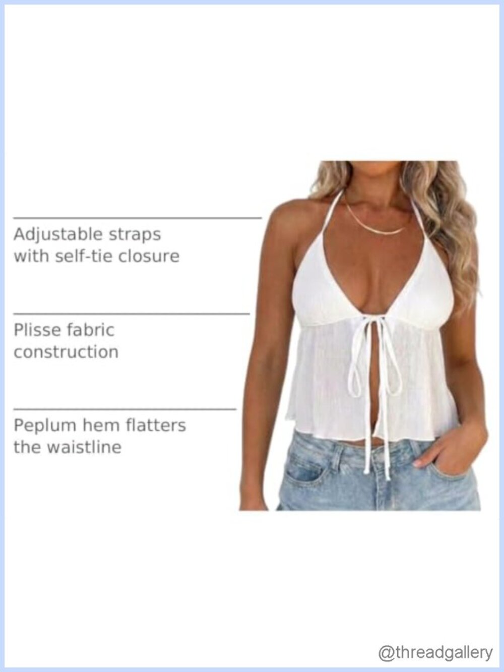 Sexy Tie Front Halter Crop Top Y2k Flowy Split Cami - Picture 3 of 6